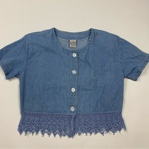 Vintage 90s Retro Bridge Short Sleeve Jean Shirt